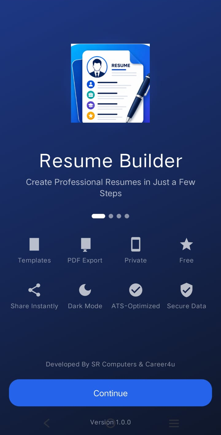 Resume Builder launch screen